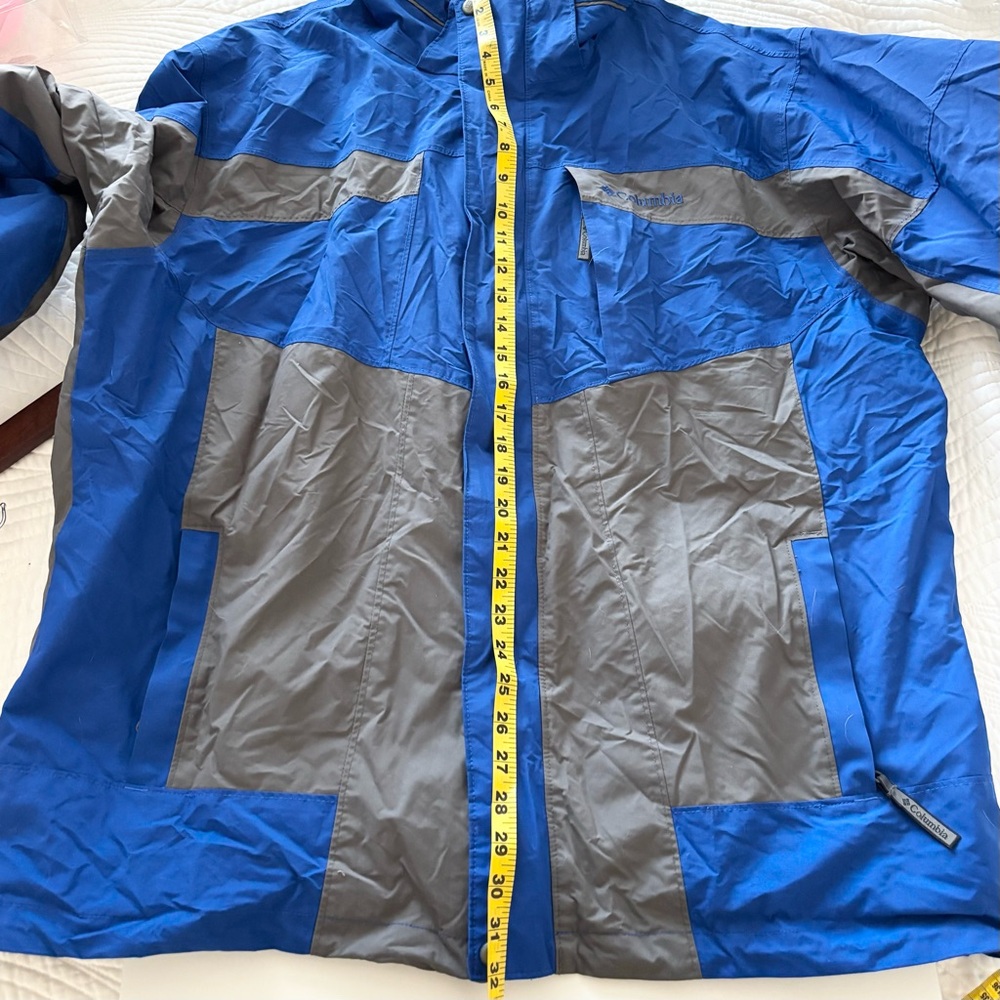 Columbia Men’s XL Waterproof Rain Jacket Blue Gray Outdoor Shell - Picture 12 of 16